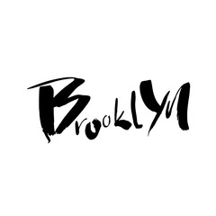Brooklyn lettering. Hand drawn modern dry brush calligraphy. Isolated vector illustration.