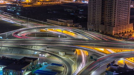 Cityscape of Ajman from rooftop at night timelapse. Ajman is the capital of the emirate of Ajman in the United Arab Emirates.