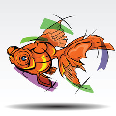 Imagination of goldfish tattoo Design concept.