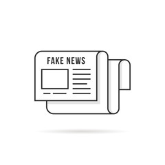 thin line fake news logo like newspaper