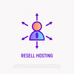 Hosting reseller thin line icon. Modern vector illustration.