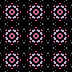 Seamless abstract pattern background with a variety of colored circles.