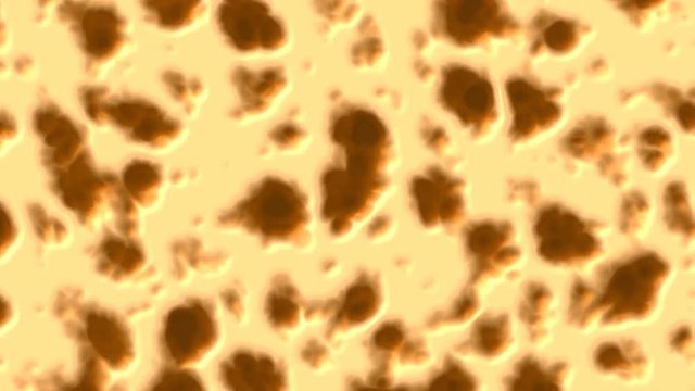 Abstract computer video composition in 4k resolution background with moving arbitrary shapes in yellow tones