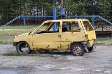 Old yellow car.