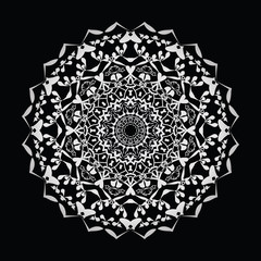 Floral round decorative symbol. Vintage decorative elements. Oriental pattern, vector illustration. Coloring book page. Circular pattern. Abstract background