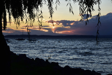 sunset on lake