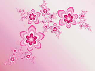 Fototapeta na wymiar Fractal pink flowers