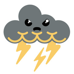 Cute angry thunderstorm weather icon. Vector illustration design