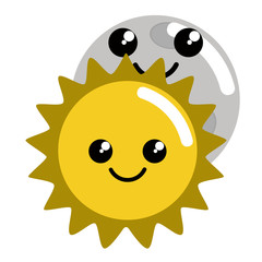 Happy moon and sun weather icon. Vector illustration design