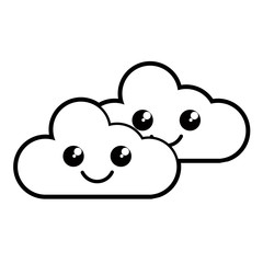 Happy cute clouds weather icon. Vector illustration design