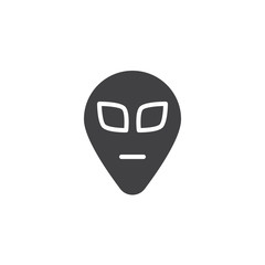 Extraterrestrial alien face vector icon. filled flat sign for mobile concept and web design. Humanoid alien head simple solid icon. Symbol, logo illustration. Pixel perfect vector graphics