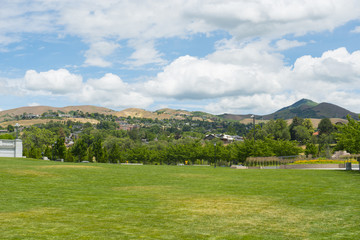 Fototapeta na wymiar Wasatch Mountains from Utah State Capitol in Salt Lake City, Utah, USA.