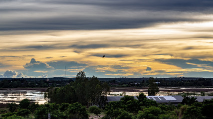 Obraz premium Early morning over the outskirts of Bueng Kan City, Bueng Kan Thailand.