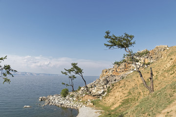 Russia - a rocky cliff on the Baikal lake.