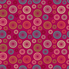 Fototapeta na wymiar Seamless abstract pattern from multi-colored circles and rings.