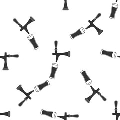 Beer tap with glass icon seamless pattern on white background. Flat design. Vector Illustration
