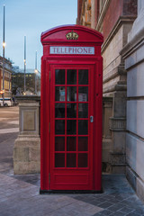 Fototapeta na wymiar Red telephone box in London, England, United Kingdom