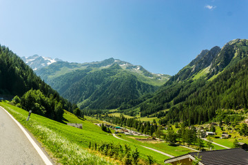 Alpine mountain road landscape in France