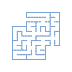 A colored square labyrinth with an entrance and an exit. Simple flat vector illustration isolated on white background. With a place for your drawings