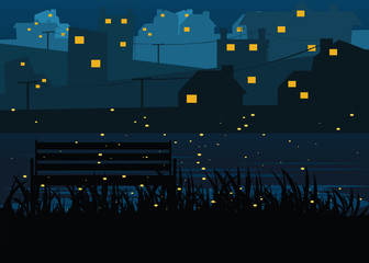 city riverside at nights backgrounds vector illustration