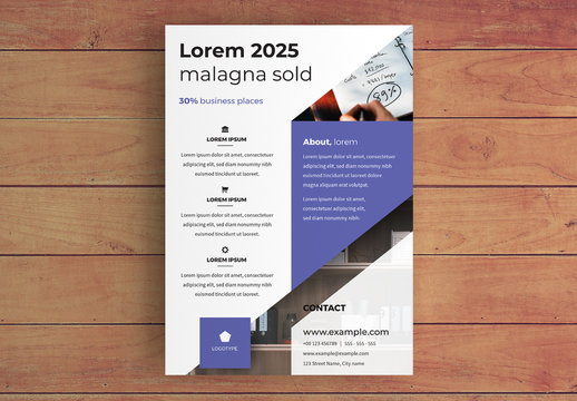 Business Flyer Layout with Purple Accents