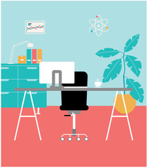 Office style workplace. Vector illustration