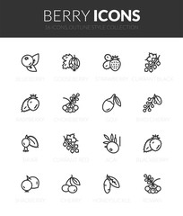 Outline black icons set in thin modern design style