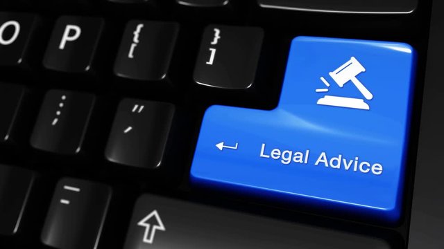383. Legal Advice Moving Motion On Blue Enter Button On Modern Computer Keyboard with Text and icon Labeled. Selected Focus Key is Pressing Animation. xxxxx Concept