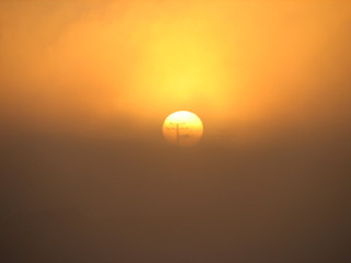 Sunrise in fog