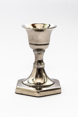 Chrome Candle Holder on White Background
