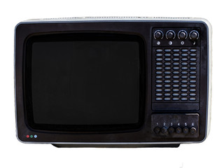 Soviet analog retro TV on white background.