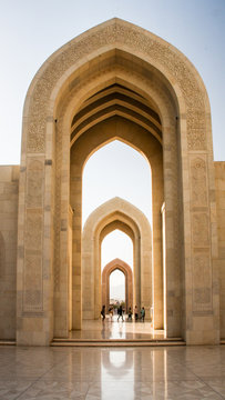 Arches at the Sultan Qaboos Grand Mosque in Muscat, Oman