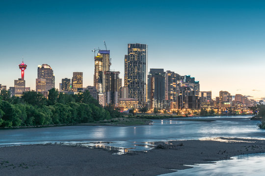 Calgary, Alberta City Skyline At Night