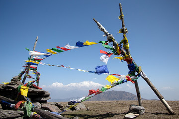 buddhist flag's on himalaya