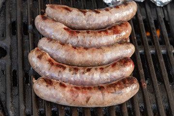 sausages on the grill