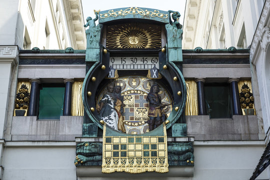 The Ankeruhr (Anker Clock) in Hoher Markt, Vienna, Austria.