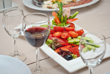 delicious dishes on the table in the restaurant
