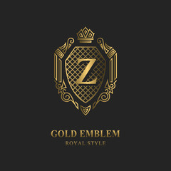 Royal monogram design. Luxury volumetric logo template. 3d line ornament. Emblem with letter Z for Business sign, badge, crest, label, Boutique brand, Hotel, Restaurant, Heraldic. Vector illustration