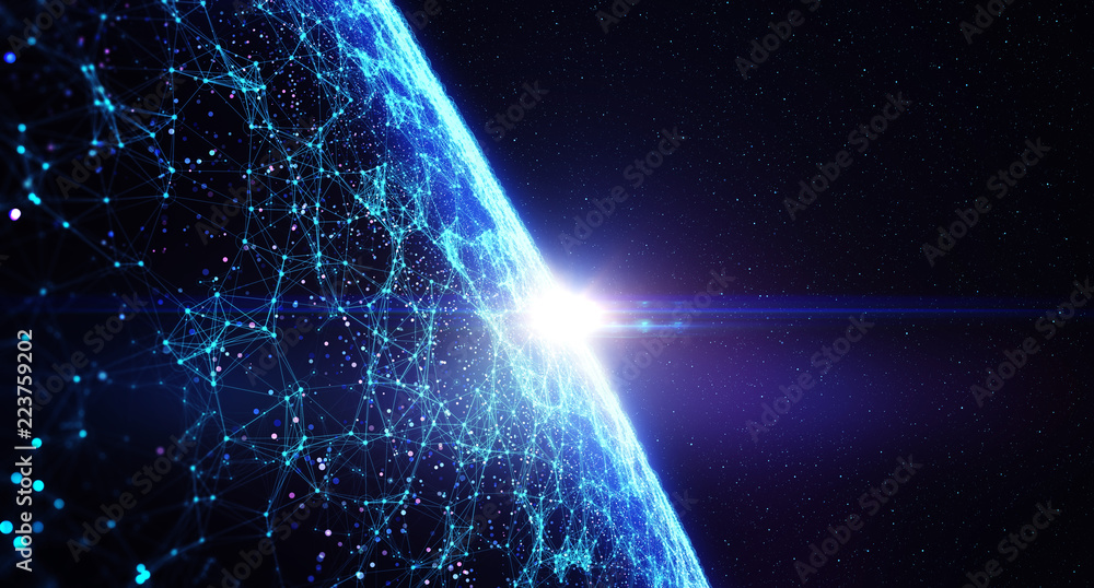Leinwandbilder the concept of social network, uniting people around the globe/3d illustration. connection lines aro