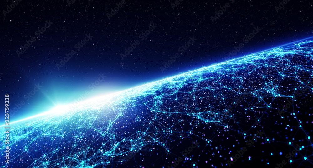 Poster the concept of social network, uniting people around the globe/3d illustration. connection lines aro