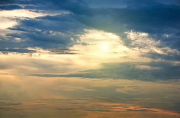Twilight sky background. Colorful Sunset sky and cloud.vivid sky in twilight time background.Fiery orange sunset sky. Beautiful