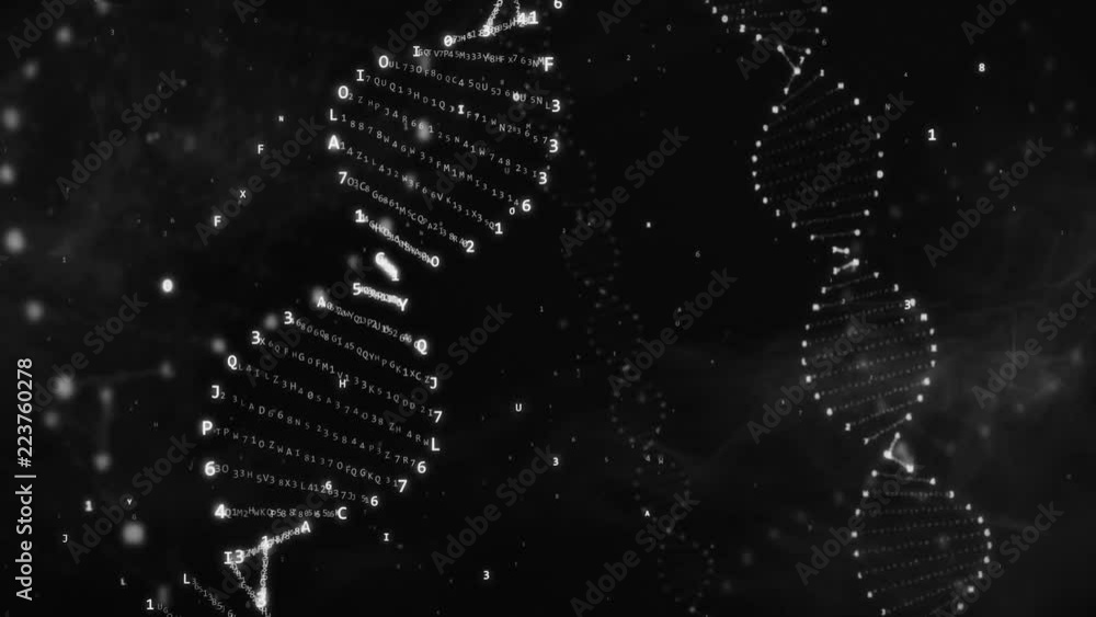 Fototapete seamless animation of dna rotation from hexadecimal code