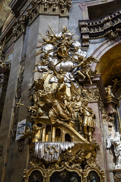 The interior of St. Peter's Church, Vienna, Austria.
