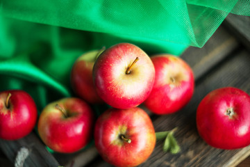 group of fresh red apples on wooden background natural concept for fresh natural food and vitamins