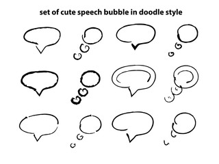 set of cute speech bubble in doodle style