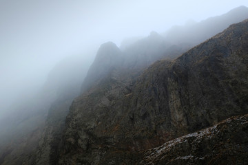 Super Fog in Massive Rocky Mountains in Guba Azerbaijan 