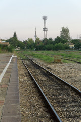 Fototapeta na wymiar Old rails at railway station