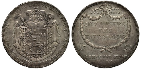 Holy Roman Empire of German Nation German Bamberg silver coin 1 thaler 1795, ruler Franz Ludwig,...