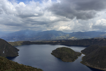 Fototapeta na wymiar Views on the hike around vulcano lake cuicocha close to otavalo, ecuador