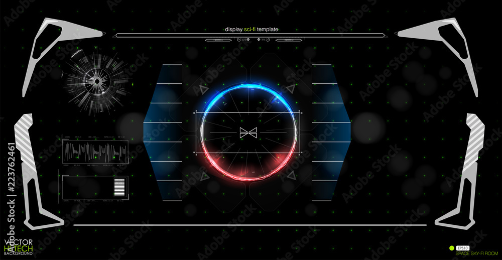 Poster head-up display elements for the web and app. virtual technology background. futuristic user interfa